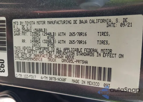 2021 Toyota Tacoma Trd Off-Road z USA, uszkodzony, nr VIN 3TMCZ5AN5MM450918